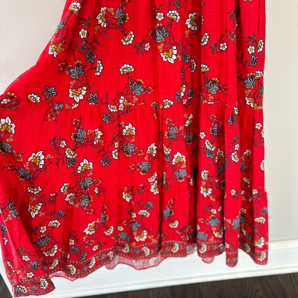 NWT($168) MAX STUDIO FLORAL TIERED COTTON BLEND MAXI
RED FLOATY FLORA Size Med - Picture 9 of 14